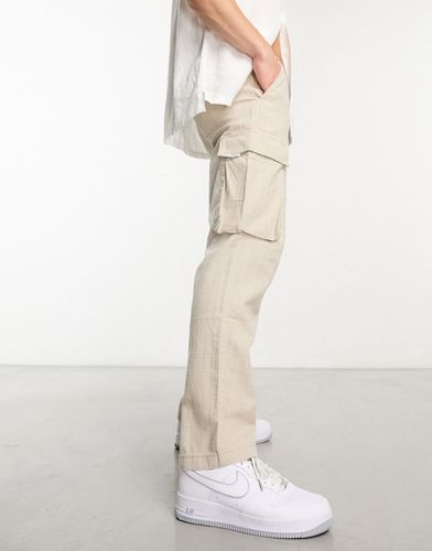 Pantaloni cargo effetto lino color sabbia - Pull & Bear - Modalova
