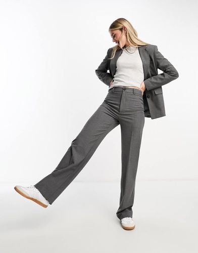 Pantaloni dritti sartoriali a vita alta scuro in coordinato - Pull & Bear - Modalova