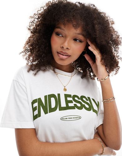 T-shirt bianca con stampa "Endlessly" - Pull & Bear - Modalova