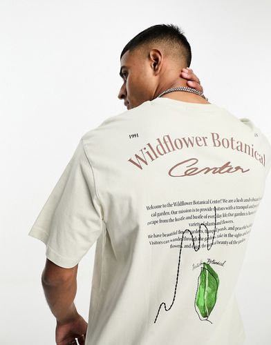 T-shirt color pietra con stampa botanica - Pull & Bear - Modalova