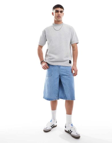 T-shirt coupe carrée effet peau de pêche - chiné - Pull & bear - Modalova