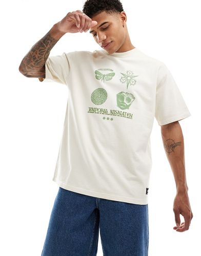 T-shirt écru con stampa botanica sulla schiena - Pull & Bear - Modalova