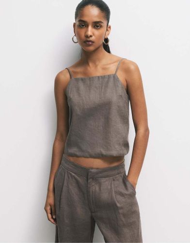 Top en lin pur - Taupe - Pull & bear - Modalova