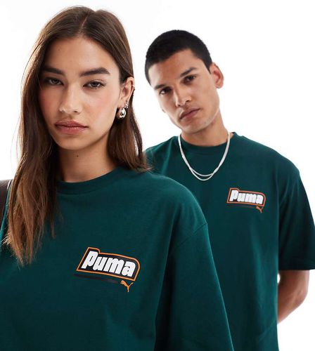 T-shirt scuro con logo sul petto a sinistra - Puma - Modalova