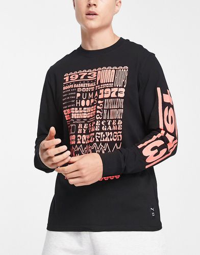 Basketball - Maglietta a maniche lunghe nera con stampa rossa - Puma - Modalova