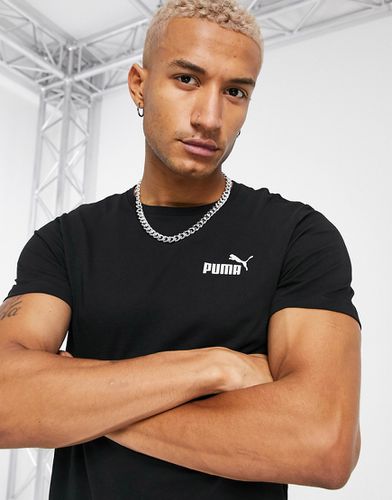 Essentials - T-shirt nera con piccolo logo - Puma - Modalova