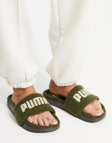 Sliders in pile kaki con logo - Puma - Modalova