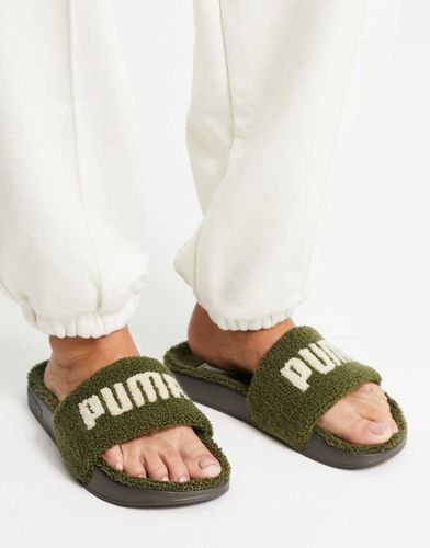 Sliders in pile kaki con logo - Puma - Modalova