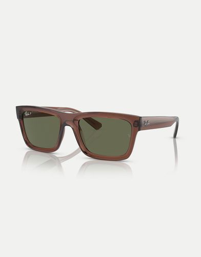 Warren - Occhiali da sole polarizzati rettangolari color trasparente con lenti verdi - Ray-Ban - Modalova