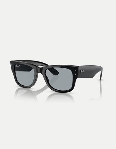 Mega Wayfarer - Occhiali da sole polarizzati squadrati neri con lenti blu - Ray-Ban - Modalova