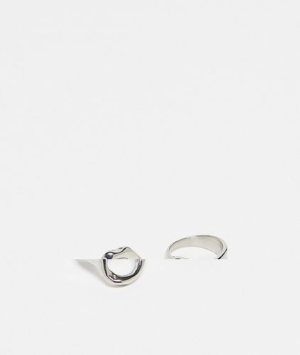 Confezione da 2 anelli unisex in acciaio inossidabile effetto fuso - Reclaimed Vintage - Modalova