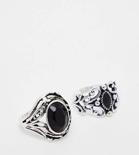 Confezione di anelli unisex con dettagli traforati e pietra - Reclaimed Vintage - Modalova