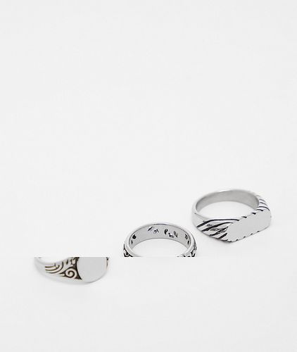 Confezione di anelli unisex in acciaio inossidabile - Reclaimed Vintage - Modalova