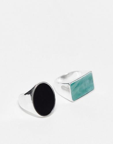Confezione di anelli unisex placcati con pietre - Reclaimed Vintage - Modalova
