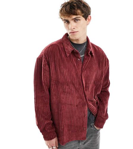 Camicia a maniche lunghe in velluto a coste bordeaux - Reclaimed Vintage - Modalova