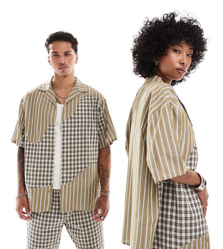 Camicia squadrata unisex oversize con design diviso a righe e a quadri - Reclaimed Vintage - Modalova