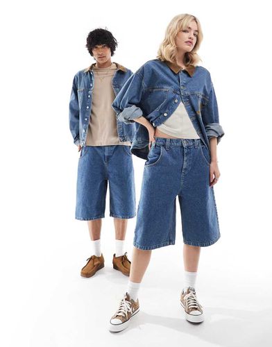 Jorts taglio lungo unisex stile western lavaggio con ricami - Reclaimed Vintage - Modalova