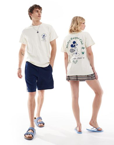 T-shirt unisex bianca con Topolino che gioca a tennis - Reclaimed Vintage - Modalova