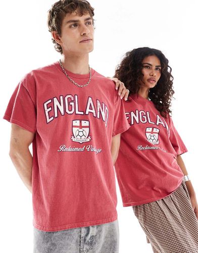 T-shirt unisex oversize rossa con stampa "England" - Reclaimed Vintage - Modalova