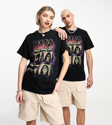 T-shirt unisex nera con stampa dei Kiss su licenza - Reclaimed Vintage - Modalova