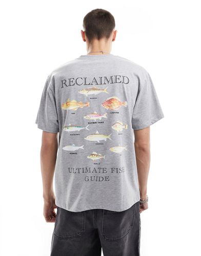 T-shirt oversize grigia con stampa di pesci - Reclaimed Vintage - Modalova