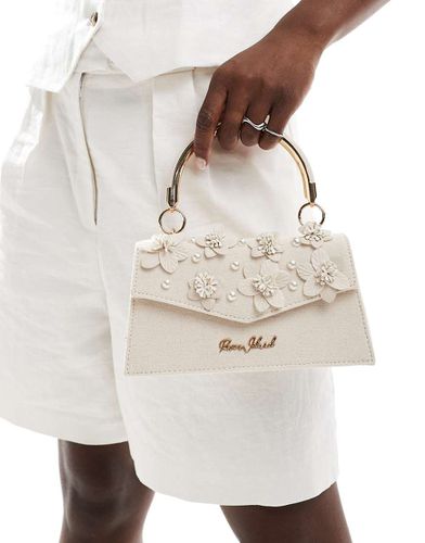 Borsa a cartella a tracolla beige con fiori 3D - River Island - Modalova