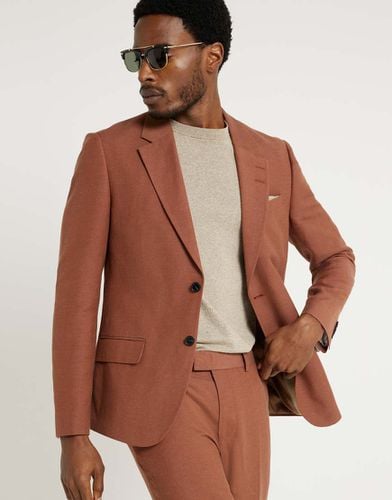 Giacca da abito slim in lino color ruggine - River Island - Modalova