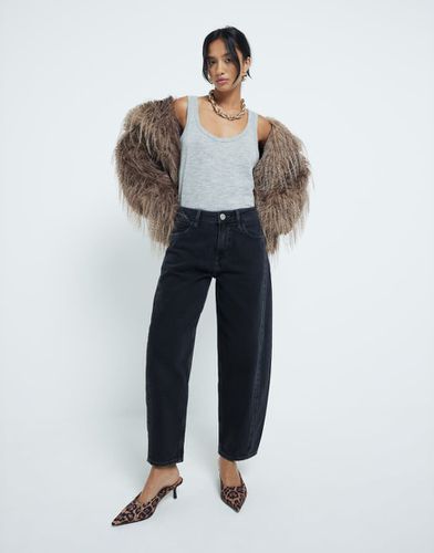 Petite - Jeans cilindrici neri con cuciture - River Island - Modalova