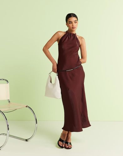 Robe longue à encolure américaine - Bronze - River Island - Modalova