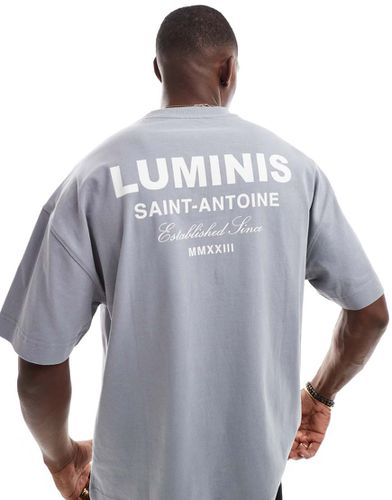 T-shirt oversize grigia con stampa "Luminis" - River Island - Modalova