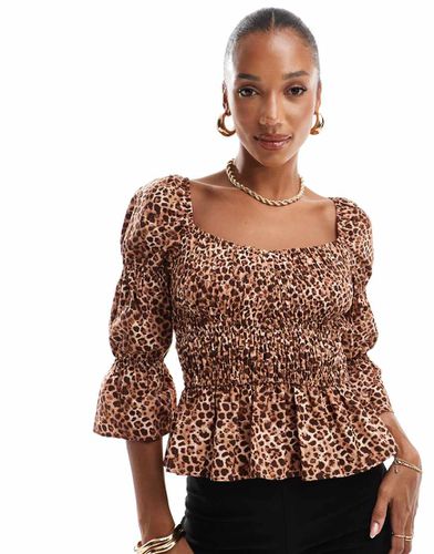 Top arricciato con stampa leopardata - River Island - Modalova