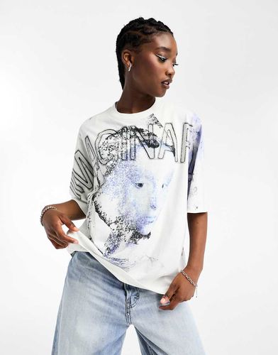 T-shirt bianca ampia con grafica "Imaginary" stampata - Weekday - Modalova