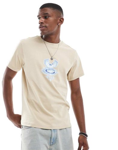 T-shirt squadrata oversize beige con stampa grafica di aquila - Weekday - Modalova