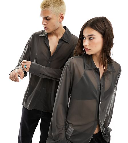 Camicia unisex in rete trasparente color antracite - In esclusiva per ASOS - Weekday - Modalova