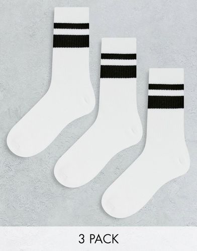 Confezione da 3 calze sportive bianche a righe nere - Weekday - Modalova