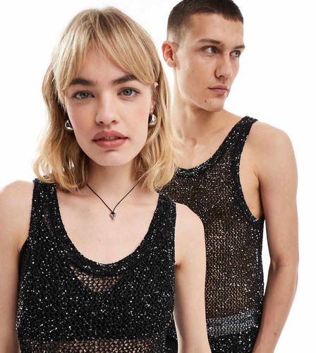 Mattues - Canotta unisex in paillettes nera trasparente - In esclusiva per ASOS - Weekday - Modalova