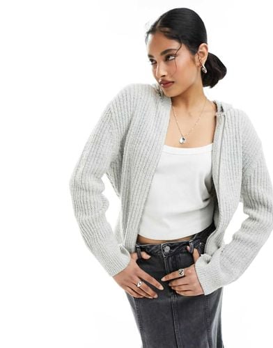 Ofelia - Felpa stile cardigan in maglia con cappuccio e zip color chiaro - Weekday - Modalova