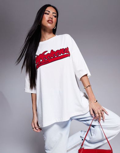 Weekend Collective - T-shirt oversize écru con logo - ASOS WEEKEND COLLECTIVE - Modalova