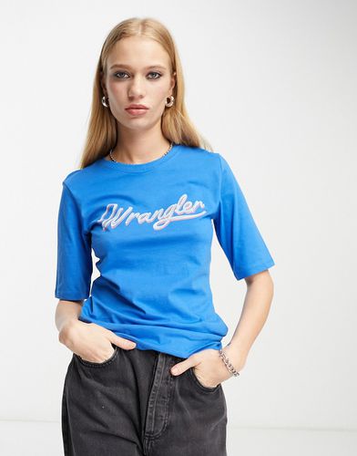 Wrangler - T-shirt blu con logo - Wrangler - Modalova