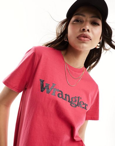 Wrangler - T-shirt rosa con logo - Wrangler - Modalova