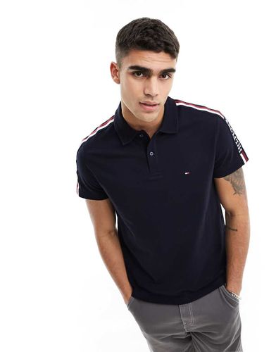 Global - Polo blu navy vestibilità classica con righe e scritta del logo - Tommy Hilfiger - Modalova