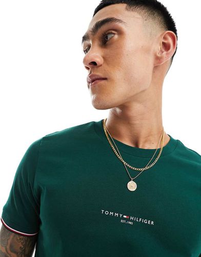 T-shirt cacciatore con logo e righe a contrasto sui bordi - Tommy Hilfiger - Modalova