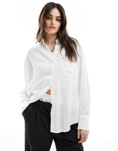 Camicia oversize bianca in misto lino - Tommy Jeans - Modalova