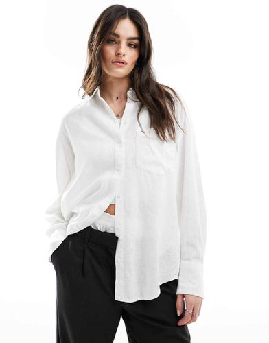 Camicia oversize bianca in misto lino - Tommy Jeans - Modalova