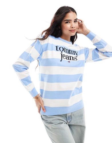 Felpa bianca e blu a righe con logo grande - Tommy Jeans - Modalova