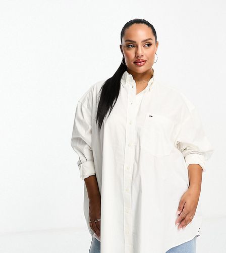 Plus - Camicia super oversize bianca in popeline - Tommy Jeans - Modalova