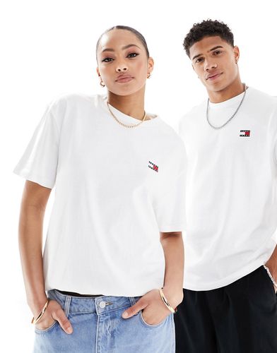 T-shirt unisex vestibilità classica bianca con stemma del logo - Tommy Jeans - Modalova