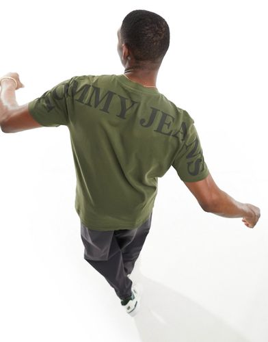 T-shirt oliva con logo - Tommy Jeans - Modalova