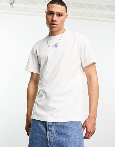 T-shirt bianca classica con logo centrale a bandiera - Tommy Jeans - Modalova