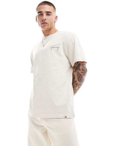 T-shirt regular bianco sporco con logo - Tommy Jeans - Modalova